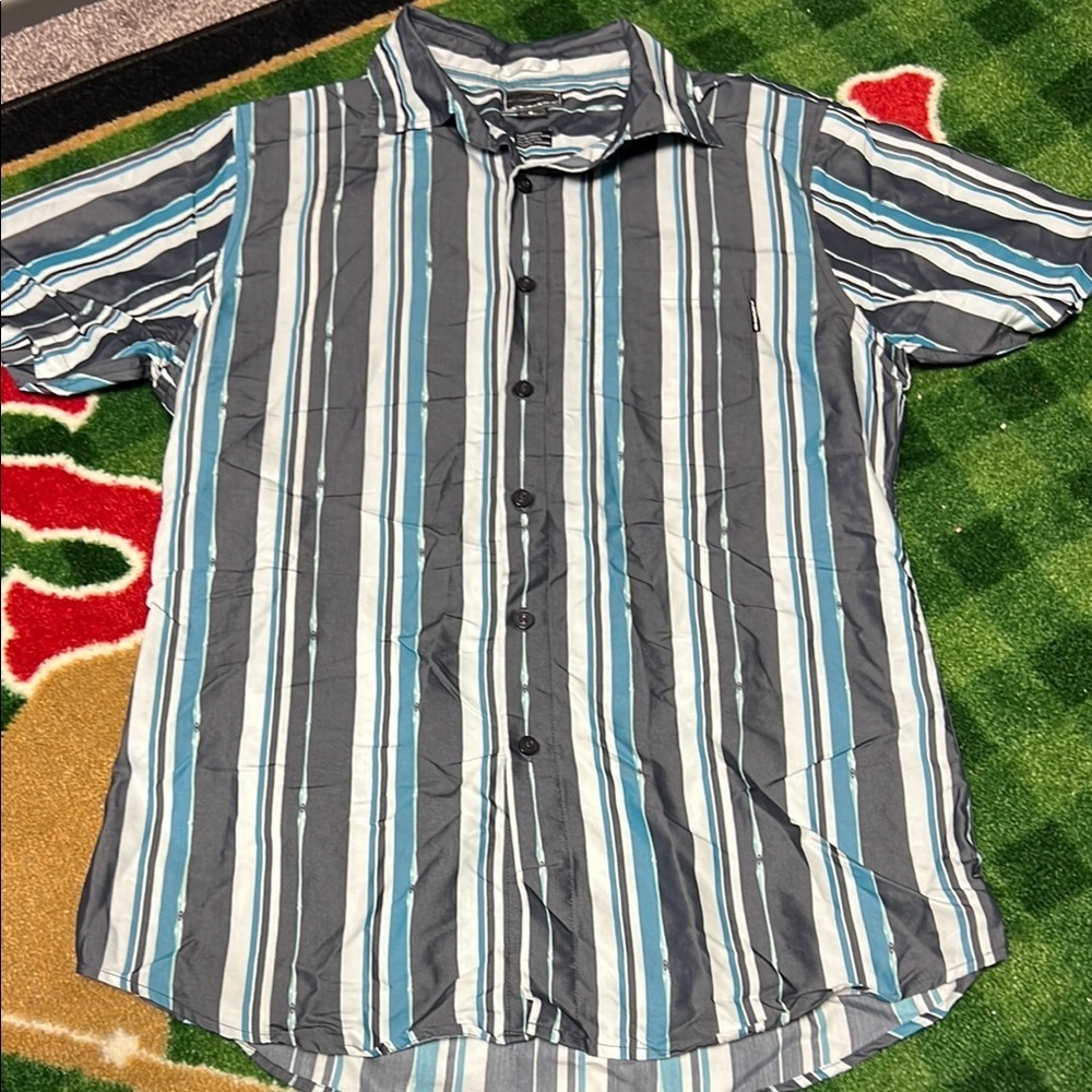 Oakley Men's Regular Fit Blue Plaid Button Down Short Sleeve Shirt Size L